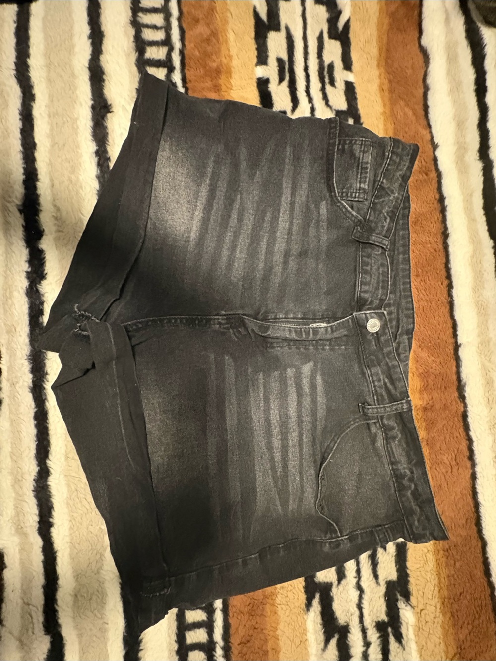 Black Faded Denim Mini Skirt